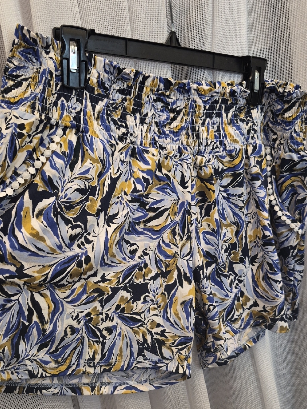 Robert Louis Blue, Mustard, Blue & White Floral Smocked Waist Shorts